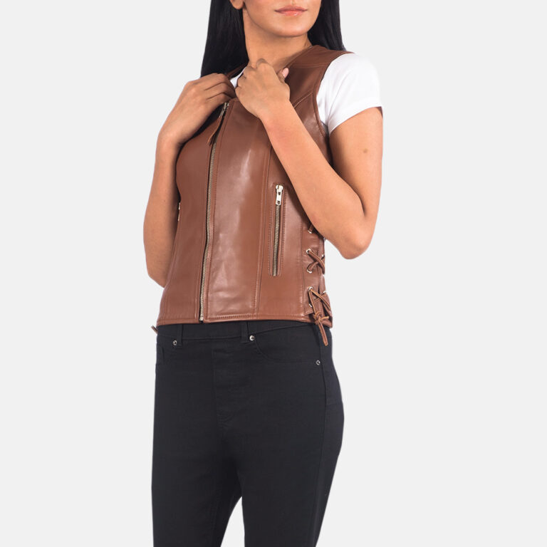 Womens Vanda Brown Leather Biker Vest_5567 copy-4-1623150400250